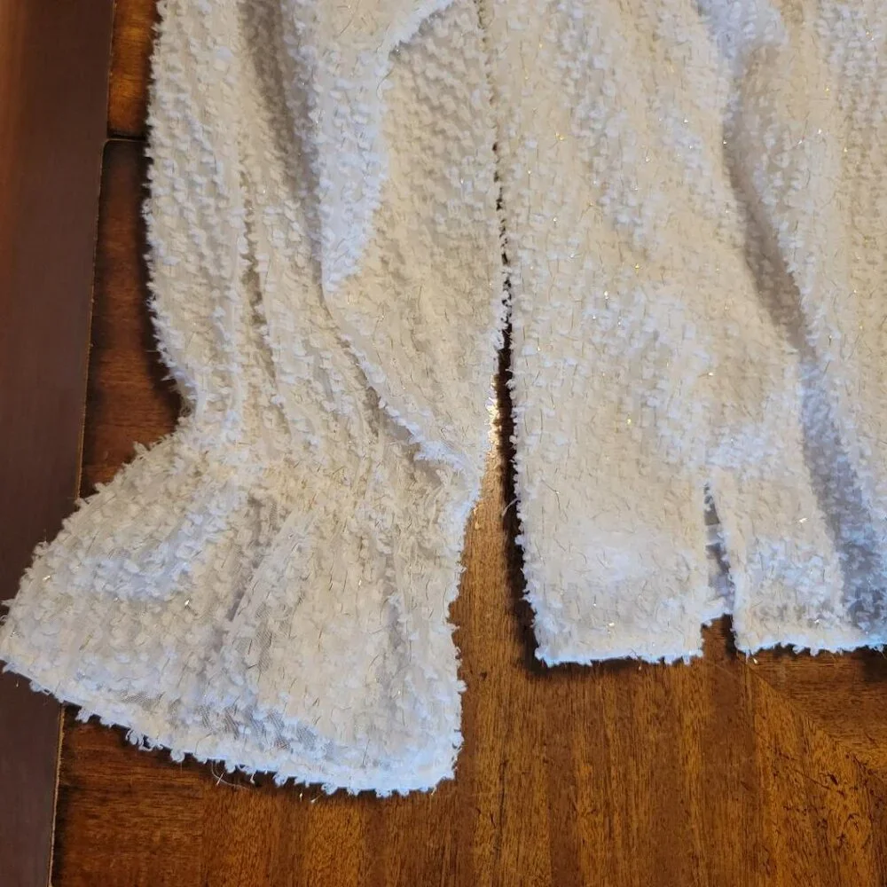 LOFT Cream with Gold Sparkle Ruffled Blouse - Picture 7 of 14